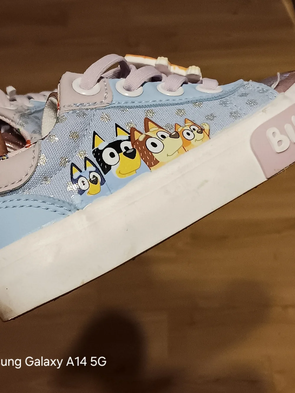 Girls Bluey Glitter Character Sneakers in Pink and Light Blue